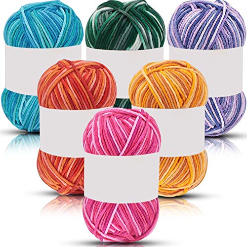 6 Pieces 50 g Crochet Yarn Multi-Colored Acrylic...