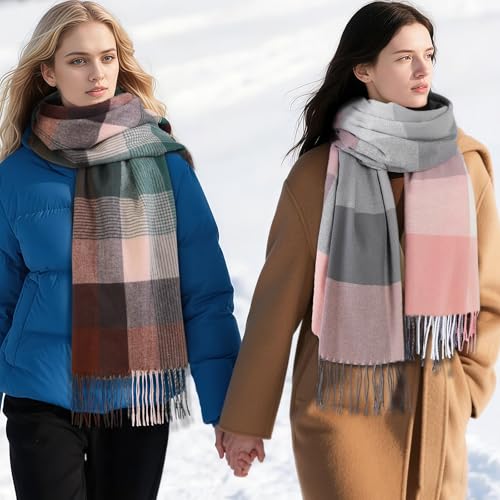 Scarf for Women - Scarves for Women Winter Warm Knit Large Plaid, Cashmere Womens Scarf4