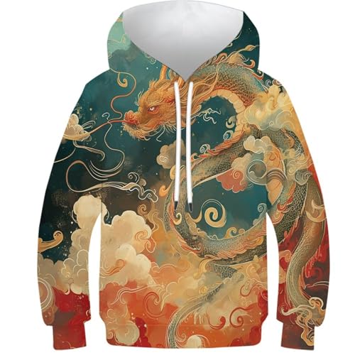 Sweat dragon 3D cadeau idéal anniversaire enfant pull hiver 8-10Y