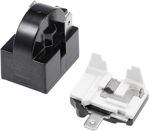 uxcell Refrigerator Relay 15 Ohm 2 Pin + Freezer Compressor Thermal Overload Protector 1/6HP 125W