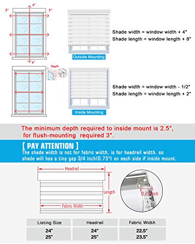 Keego Window Blinds Custom Cut to Size, Hemp Zebra Blinds with Dual Layer Roller Shades, [Size W 34 x H 72] Dual Layer Sheer or Privacy Light Control for Day and Night - Thumbnail 6