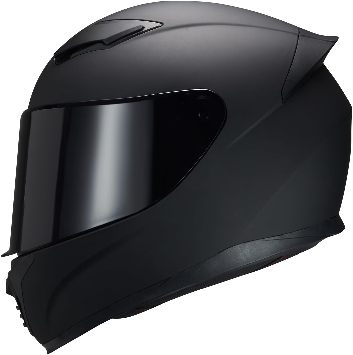 Full Face Helmet Black Motorcycle Motorbike Street Bike Racing Helmets for Adults WS-607 DOT Approved (with Black Visor