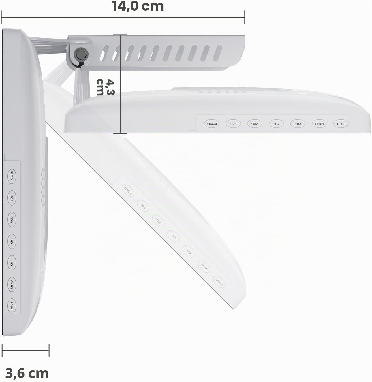 SYLVOX Televisor de Cocina, Mini Smart TV de 15.6 Pulgadas, 1080P Full HD Bajo Armario con Google TV y Sintonizador DVB-C/T2/S2, Televisor Compacto de 12V para Cocina, Habitación Infantil y Lavandería