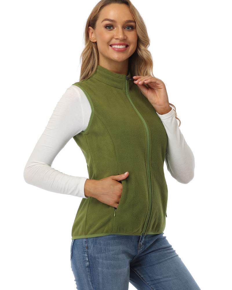 fuinloth Gilet in pile da donna,Termico Senza Maniche Elegante Collare Eretto con Zip e Tasca