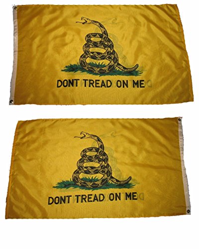 3x5 Gadsden Don't Tread on me Yellow Snake Double Sided 2 Faced 2-ply Nylon Polyester Wind Resistant Flag 3x5ft gift set includes lapel pin and military grade flag clips