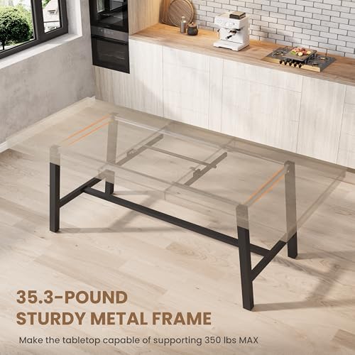 Image of GarveeHome 63-83 inch Extendable Dining Table, Industrial Rectangular Dining Room Table for 6-8 People, Expandable Kitchen Table with Heavy Duty Metal Frame for Dining Room, Kitchen & Parties, Grey