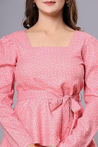 Image of Fab Star Casual Printed Women Pink Top