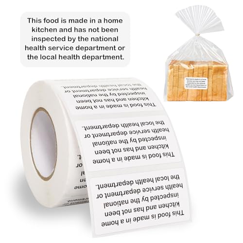 800 Count Cottage Baking Food Law Labels Stickers，Homemade Stickers For Baked Goods Ingredients, Home Kitchen Inspection Statement Thermal Printed Labels