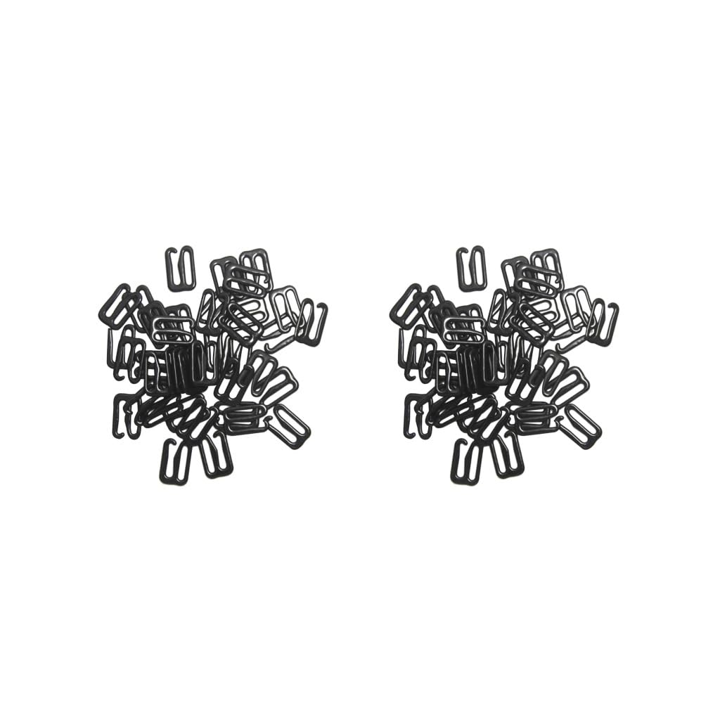 2 Set 100x Metal Black Lingerie Hardware Sewing Clip Hook Eye 8mm for Bra Straps, 8mm Figure 9