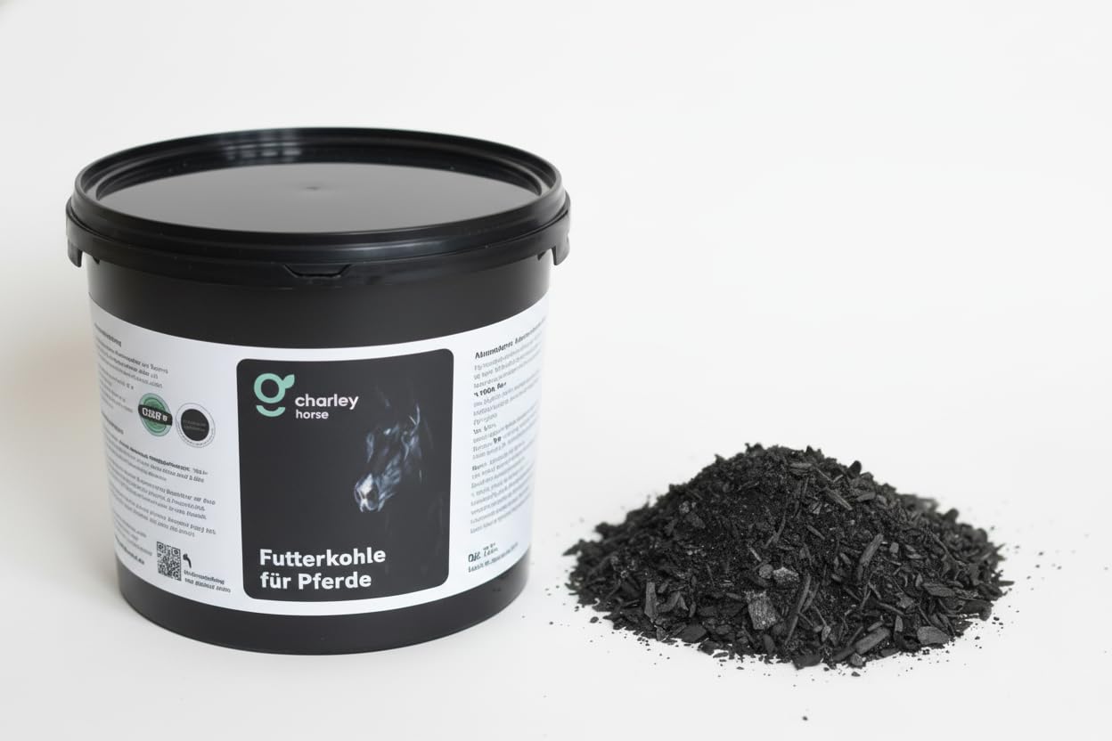 Carbón de alimentación para caballos – Cubo de carbón de alimentación premium de 10 litros para una digestión saludable, para la prevención y como ayuda inmediata natural con cólicos y agua de