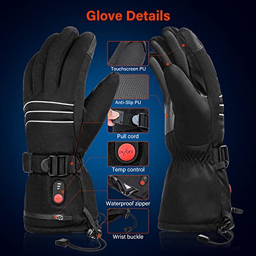 CoMokin Gants Chauffants, Gants d'hiver Chauds pour Homme Et Femme, 7,4 V 3200 Mah Lavable Gants Chauds d'hiver à écran Tactile, Batterie Rechargeable, Fonctionne de 3 À 5,5 Heures - Image 5