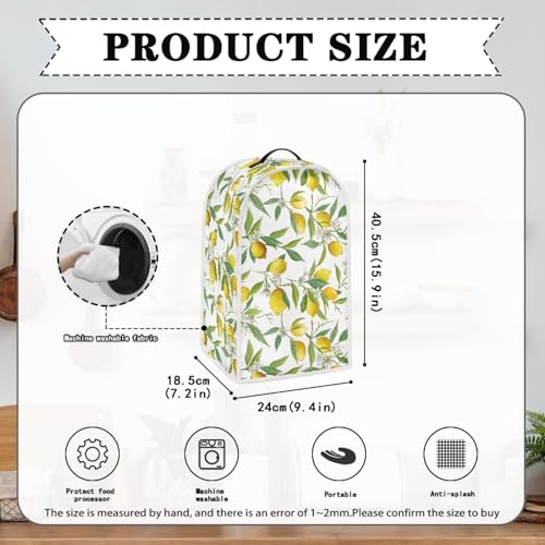 Image of Yellow Lemon Blender Dust Cover, Anti Fingerprint Polyester Stand Mixer or Coffee Maker Appliance Protector, Machine Washable Blender Cover for Kitchen Appliance