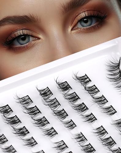 Onlyall Pre-Mapped Cluster Lashes 64 Pcs - Ready-to-Apply Natural Style, 8-13mm Faux Mink Individual Eyelashes for Quick DIY