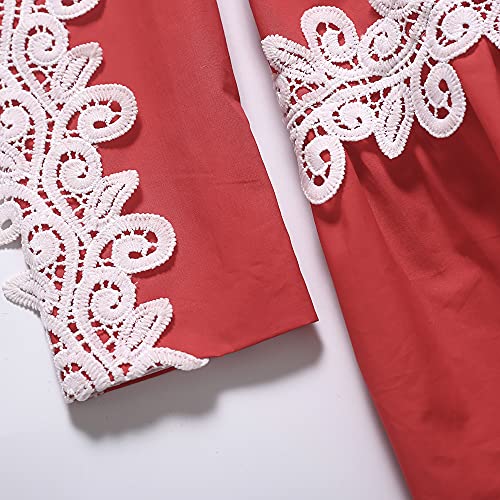 Pettigirl Children Girls Autumn Winter Elegant Red Christmas Long Sleeve Lace Clothing Toddler Cute Party Fancy Dresses4