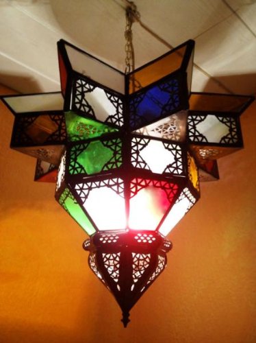 Orientalische Lampe Pendelleuchte Bunt Noha 43cm E27 Lampenfassung | Marokkanische Design Hängeleuchte Leuchte aus…
