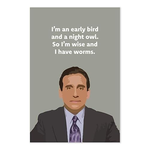 Michael Scott Quote Poster - I'm An Early Bird And A Night Owl - Funny The Office Art disponible en Yaxa Colombia