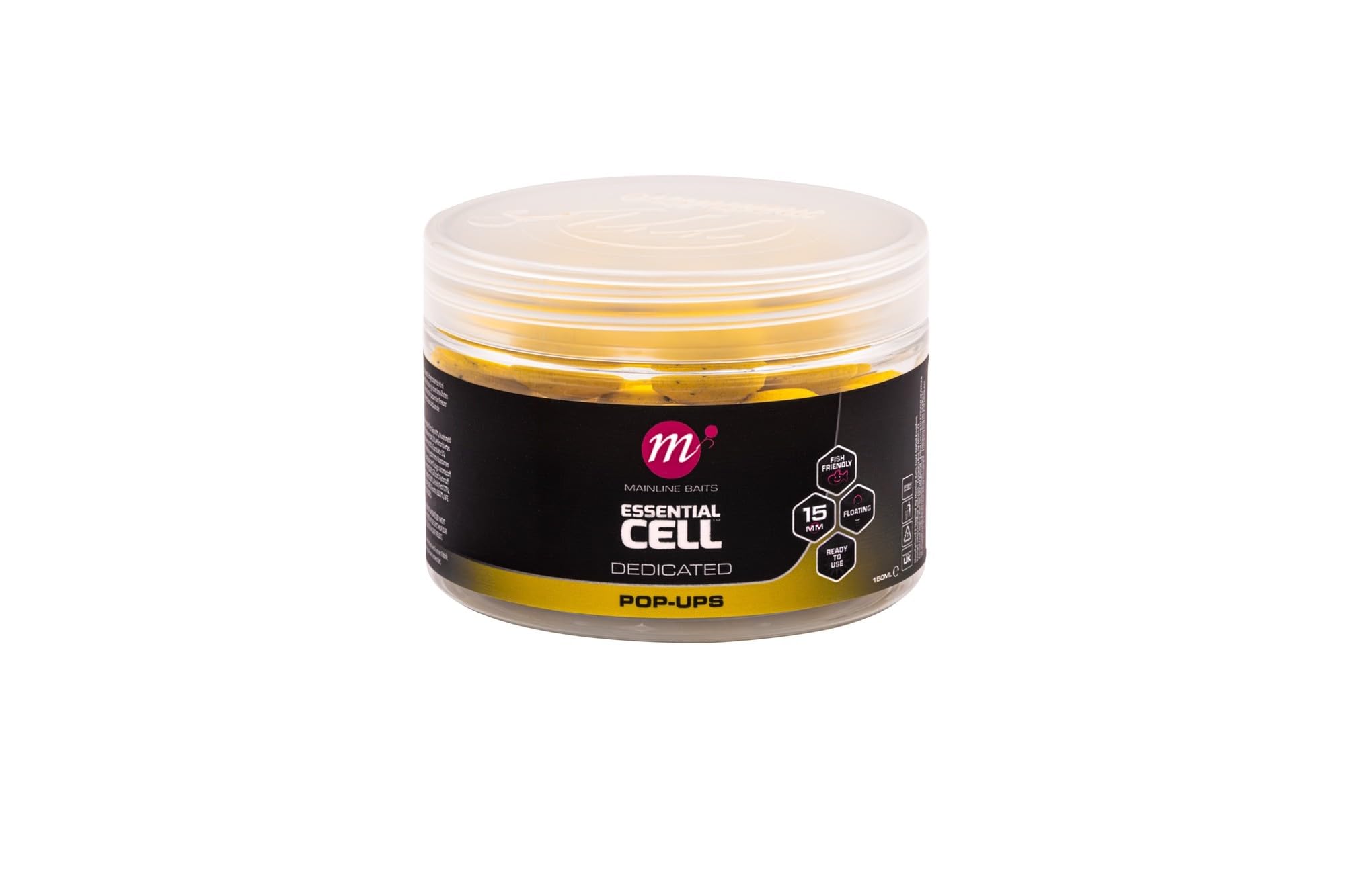Mainline Baits Essential Cell Pop Ups 15mm | Carp Fishing Bait | Highly Bouyant Supports Heavy Rigs | Subtle Colour | Proven Flavour | Complements Dedicated Freezer and Shelf Life Range of Boilies