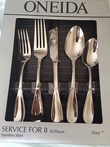 Oneida Voss 50-Piece Stainless Steel Flatware Set, Service for 8