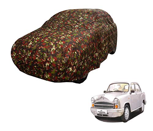 Image of Auto Hub Car Cover Compatible with Hindustan Ambassador with Weather Proof, Triple Stitched, Ambassador Car Cover Jungle Look
