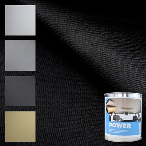 TENDAGGIMANIA Tessuto Cielo Auto Kit + Colla Spray/Pennello Alte Temperature - Modello Nido d'Ape Colore Nero 1440 - Misure L.4 MT X H.1,5 MT Ripara Tetto Auto Scollato
