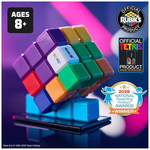 Image of Rubik's Cube, Tetris Cube, Solve for Classic Tetris Tetriminos, Brain Teaser Puzzle for Adults, Problem-Solving Brain Teaser, Color-Matching Puzzle, Fidget Toy, for Ages 8 & Up