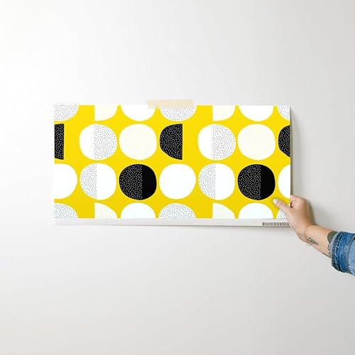 Miniatura 7 de Spoonflower Peel & Stick Wallpaper Swatch - Moon Cycle Mod Yellow Abstract Circles Minimal Dots Scandi Retro Baby Custom Removable Wallpaper