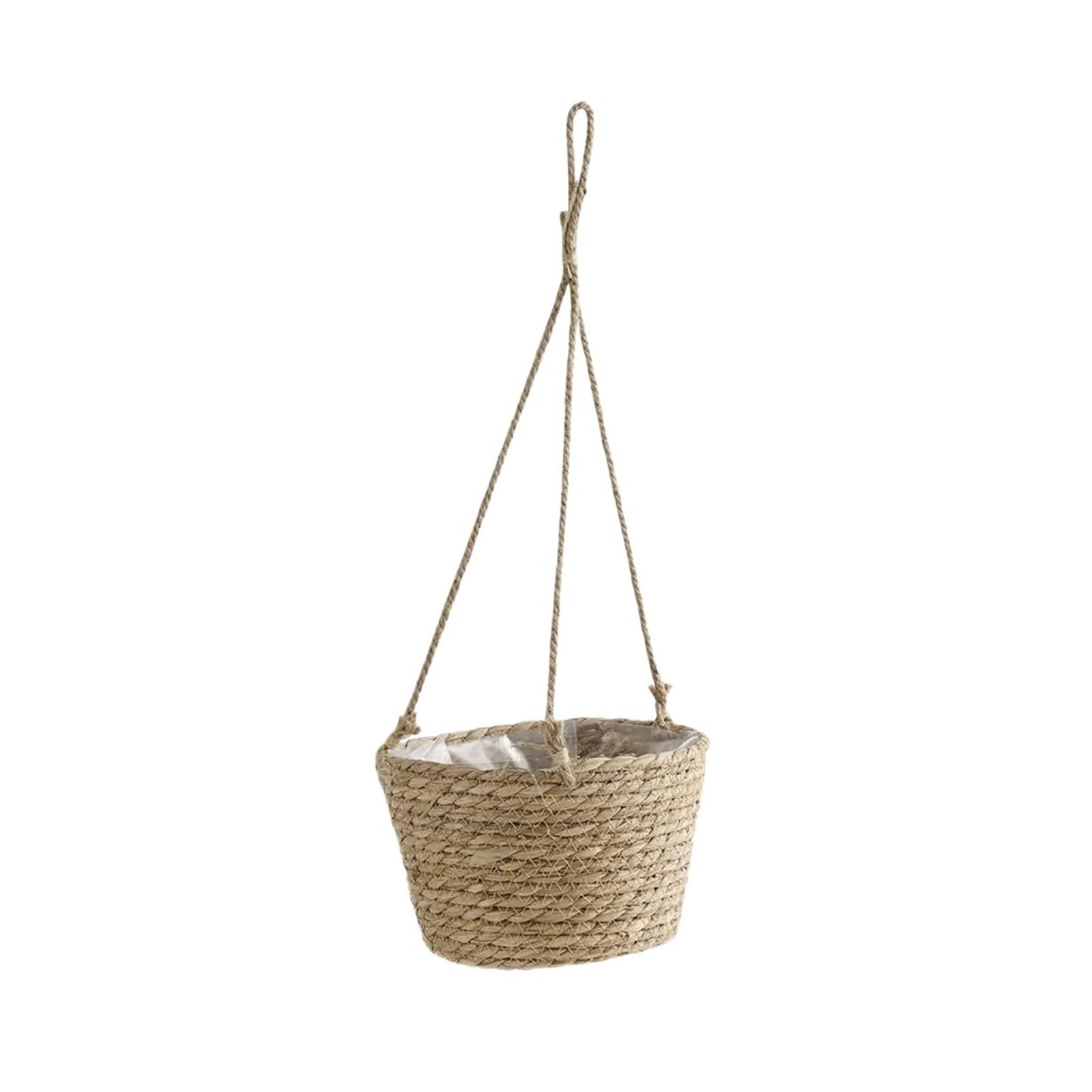 FJSNGPSBQPC 1Pcs, Straw Hanging Basket Planter Twine Woven Flower Rattan Orchid Pot Basin(Primary colour)