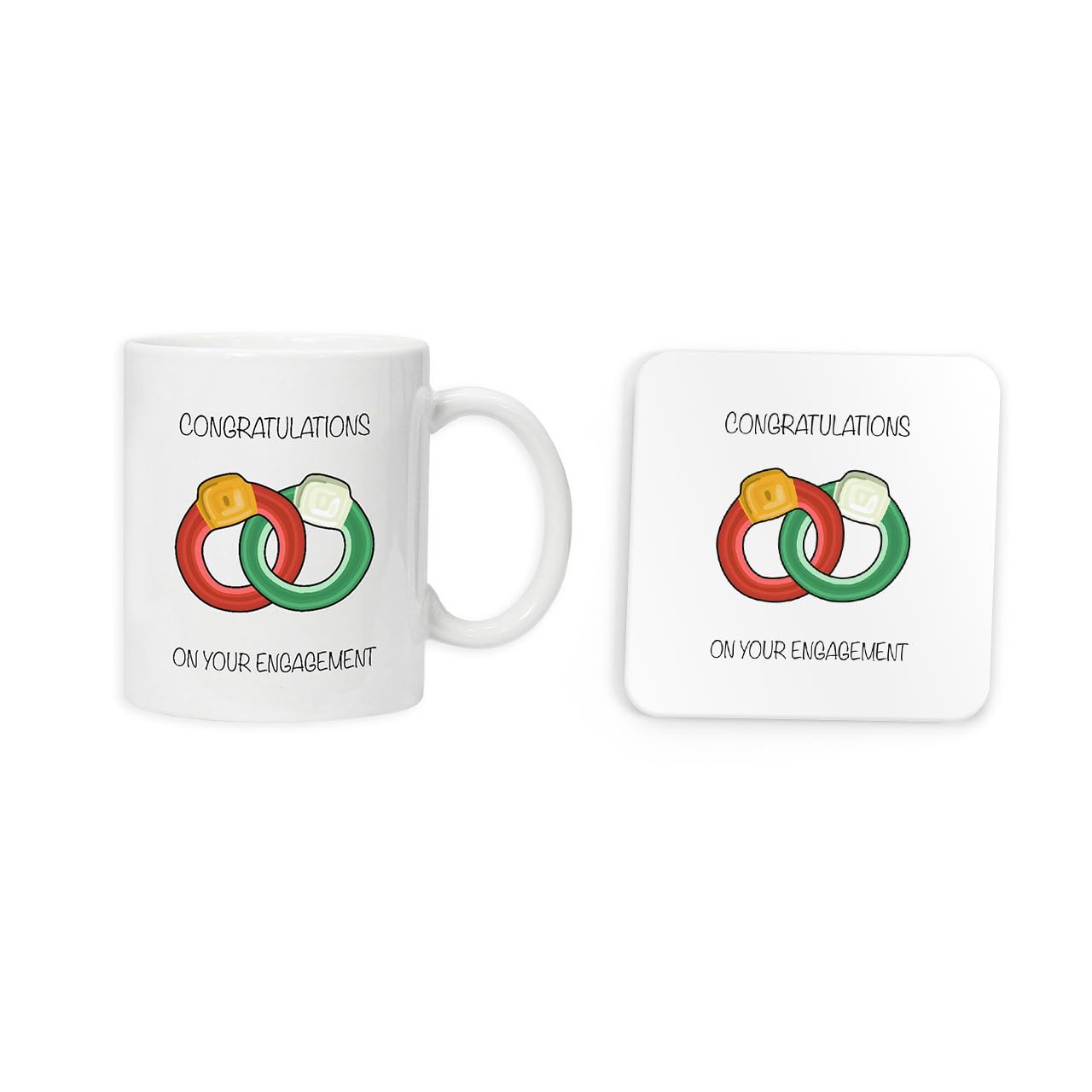 New Spirit Original Congratulations on Your Engagement Mug and Coaster, Wedding, Married, Marry, Boyfriend, Girlfriend, Fiance, Engage, Couple, Cute, Fun, Wedding Accessories