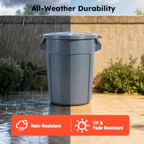 GATBO 20 Gallon Commercial Round Trash Can with Lid by GATBO - Used condition - Image 6