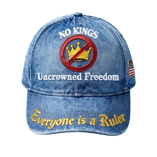 No Protest Baseball Sign No Kings in America Hat Cotton for Men Women We The People Political Baseball Caps Adjustable (US Numeric 3 Denim Color)