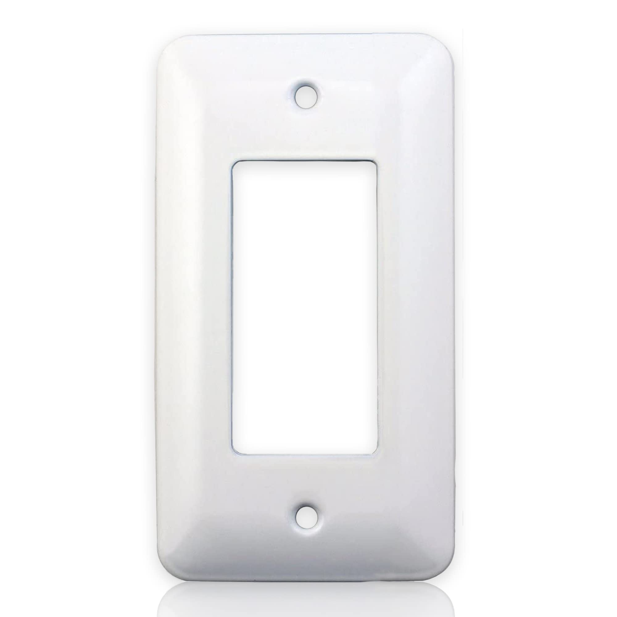 Airmont ProductsAP-12071, White Metal Decorative Wall Plate, Princess Style 1 Gang 5" x 2.75", Unbreakable, Smooth White Painted Metal, Impact Resistant, Matching Screws Included