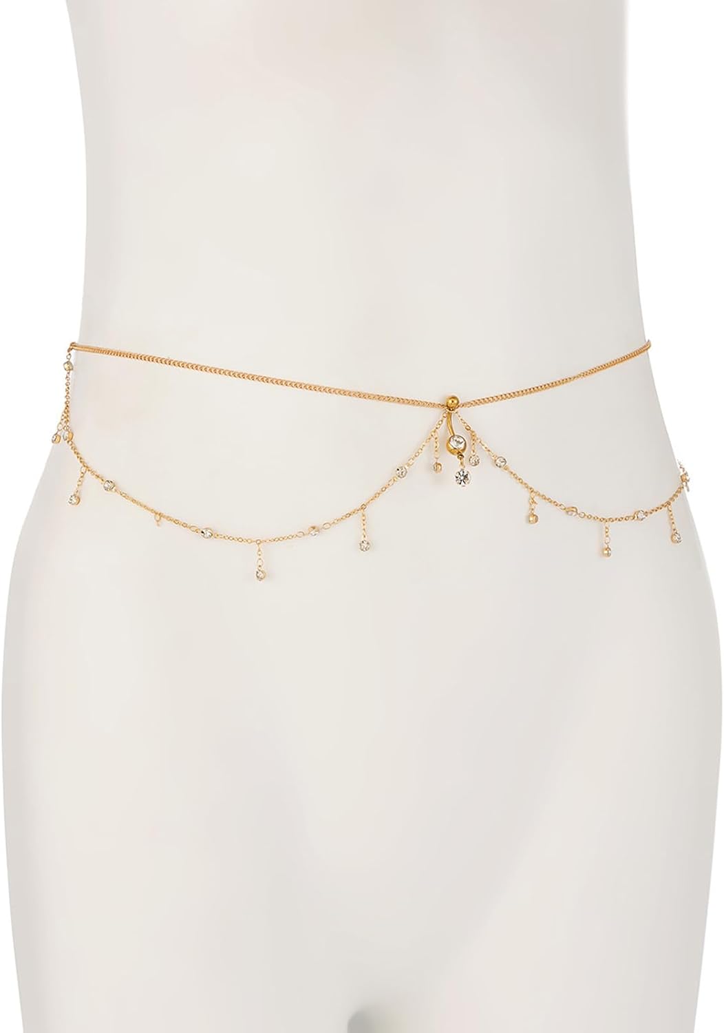Sexy Multi-layered Crystal Waist Chain Dangle Belly Button Ring Summer Beach Rhinestone Navel Piercing Dangle Waist Chain Bikini Crystal Belly Chain Jewelry for Women - Image 6