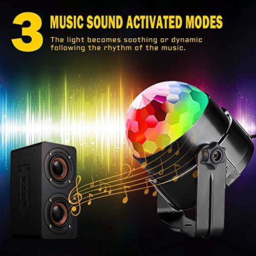 Apeocose 2 Pack Disco Ball Disco Lights-Party Lights Sound Activated Storbe Light With Remote Control DJ Lighting,Led 3W RGB Light Bal, Dance lightshow for Home Room Parties Kids Birthday