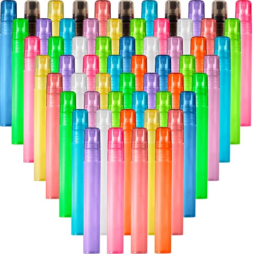 60 Pieces 10 ml Plastic Spray Bottles Empty Fine Mist Sprayer Bottles for Travel Essential Oils Perfume Supplies(Multicolored)