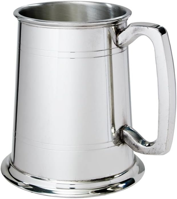 Wentworth Pewter - 1 Pint Pewter Tankard Line detail, Personalised Engraved Free, Wedding, Birthday, Retirement, Sports trophy, Dad Gift