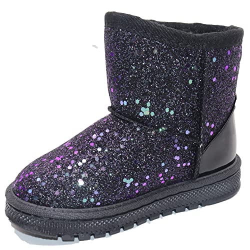 Best Girls Fancy Winter Boots: Sparkle & Warmth Guaranteed! 11 Elcssuy Girls Glitter Snow Boots Toddler/Little Girls Warm Winter Sequin Comfy Cute Sparkle Princess Ankle Boots 10 Toddler, Black