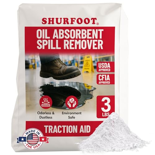 SHURFOOT 3lb Non-Slip Oil Absorbent - Provides Ice Traction & Vapor Suppression - Spill Control for Blood Water & Oils - USDA Approved - Floor Dry Absorbent Odorless - Fire-Safe & Dustless
