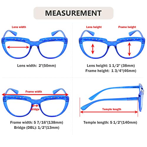 Eyekepper Reading Glasses for Women Rhinestone Readers Oversize Half-Moon Design Eyeglasses - Red+4.00 - Image 3