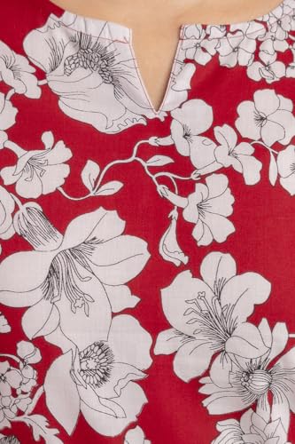 Image of Women's Floral Print Tunic Top, 3 /4 Sleeve, V-Neck, Casual Wear