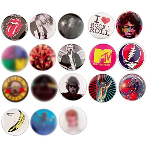 GTOTd i Love Rock and roll Pin Badge (18 Packs 2.28inch)Gifts Decor Brooch Cool Brand Badges Pin Music Singer for Bags Backpack Clothing Accessories Supplies Crafts Cover
