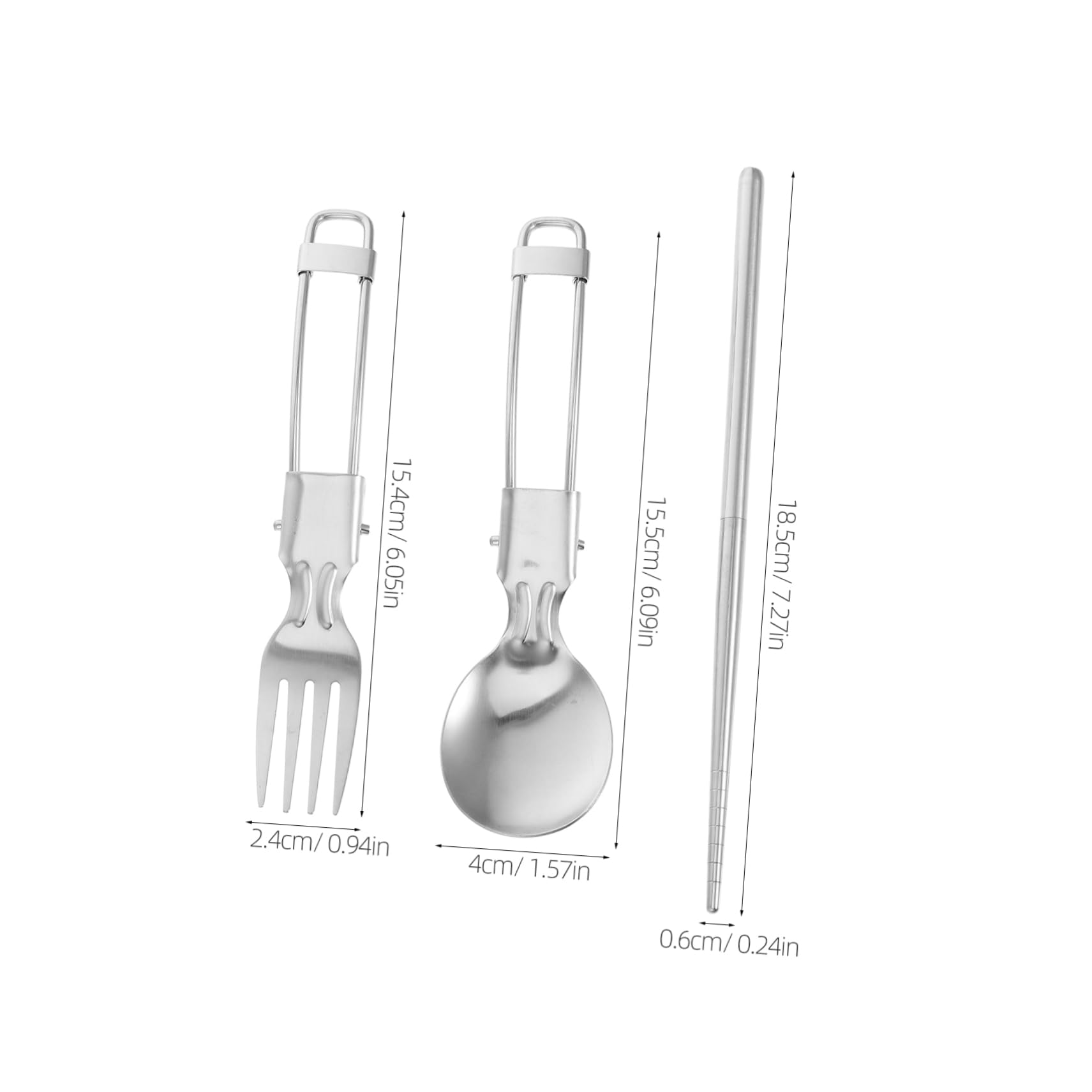 BRIGHTFUFU 1Set Portable Stainless Steel Camping Utensils Set Reusable Silverware Fork Spoon Chopsticks for Travel Hiking and Outdoor Dining and Easy to Clean Tableware