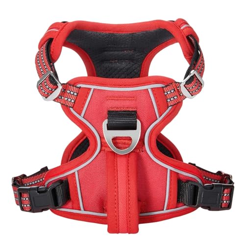 Eyein Large Dog Harness - Anti Pull Adjustable Heavy Duty Pet Vest with 2 Clips, Escape Proof Puppy Harness with Soft Padded Handle, Reflective for Outdoor Training Walking