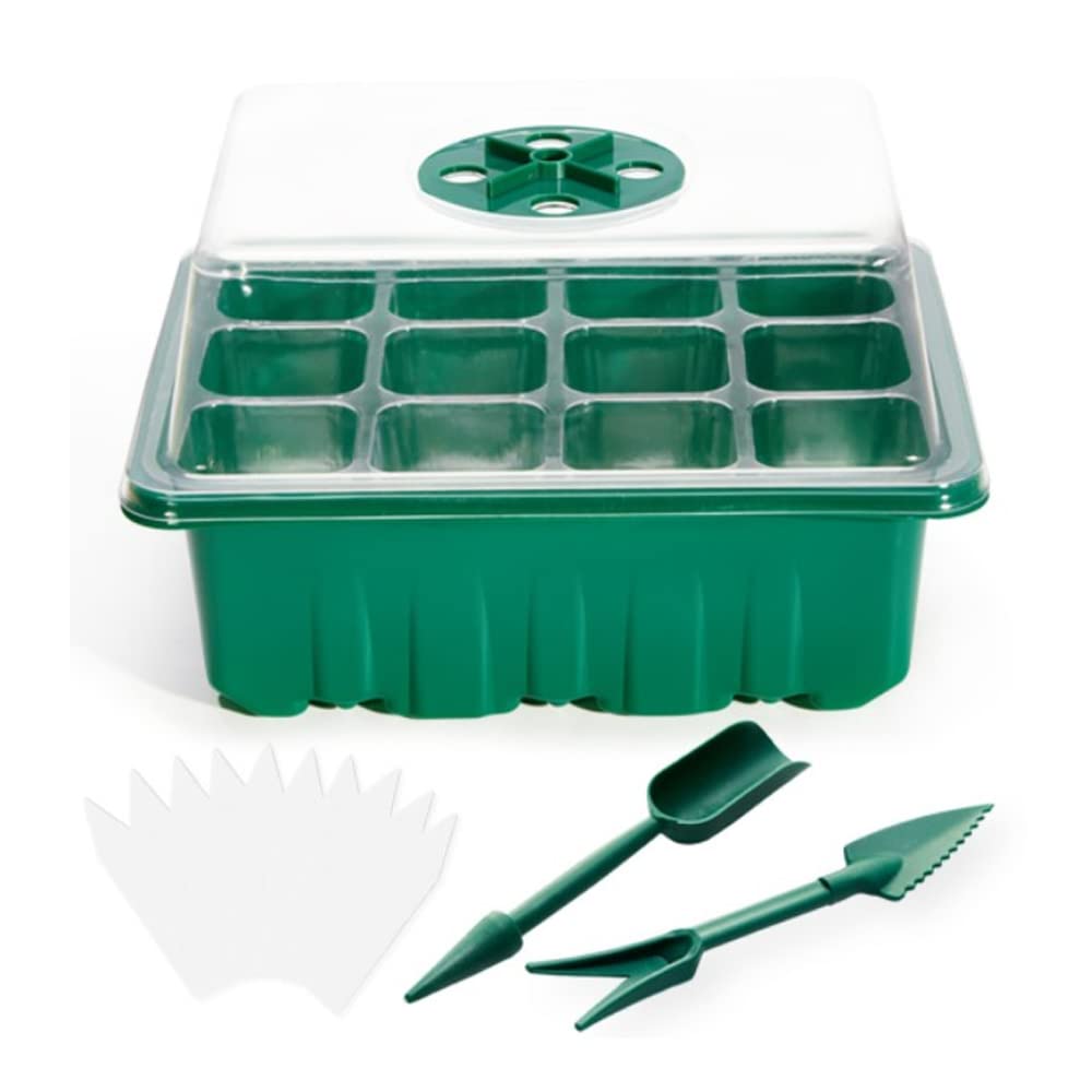 3 Pack Seed Starter Tray with Humidity Dome and Base (36 Cells Total), Plant Germination Kit for Seeds Growing Starting, Mini Seedling Propagator Small Greenhouse, Reusable Garden Supplies