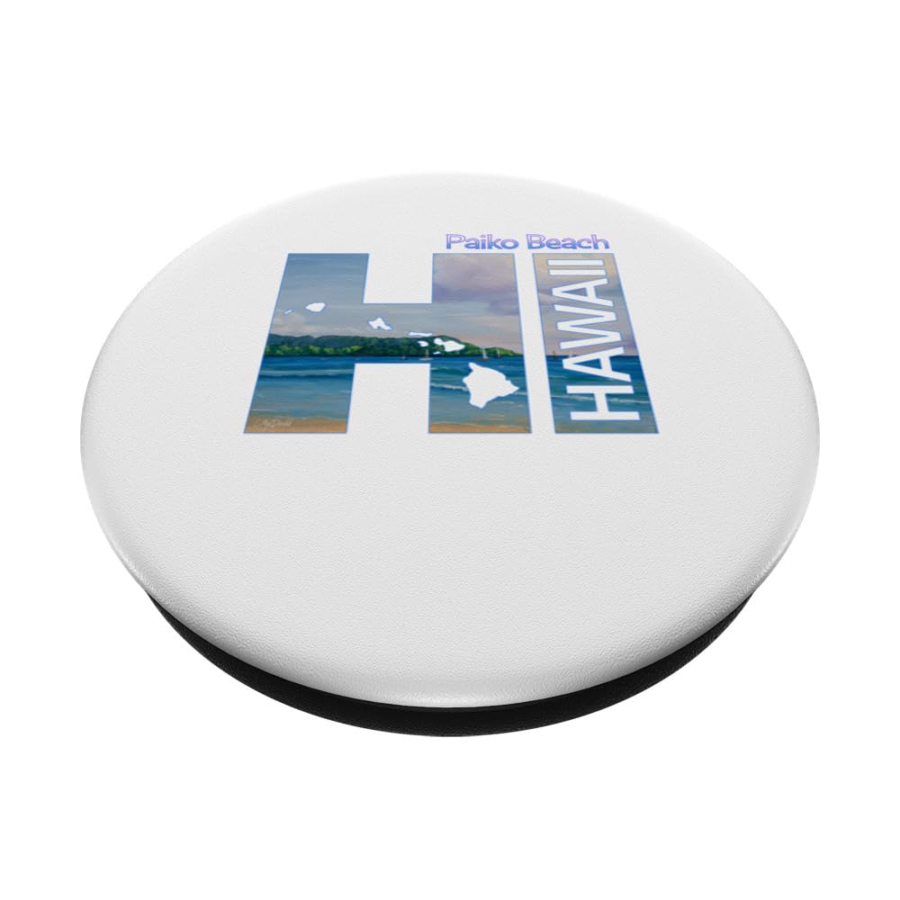 Paiko Beach HI Hawaii Aloha State Vacation PopSockets Swappable PopGrip, Black - Image 2