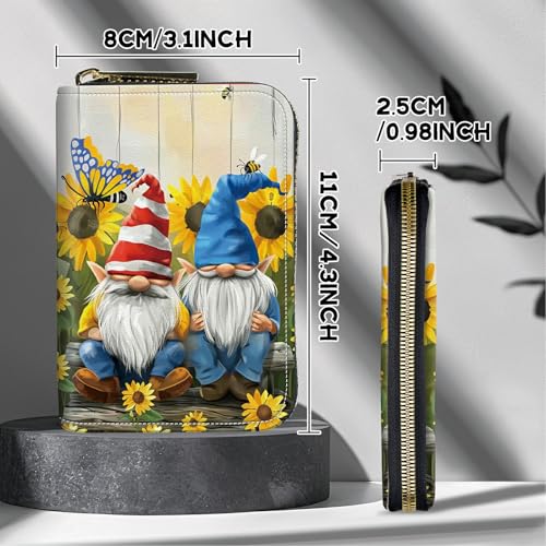 Image of Cute Credit Card Holder with Zipper, Garden Gnome RFID-Blocking Card Case Small Wallet for Women Men, Multi-slot Card Organizer Case Travel Accordion Wallet