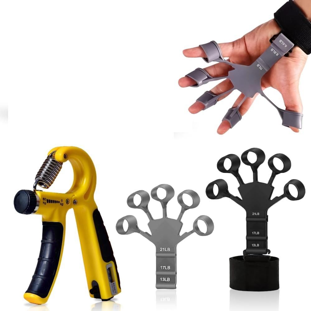 XYNO Hand Grip Strengthener Combo with Counter – 2 Finger Grippers for Forearm, Finger & Vein Training – Adjustable Resistance, Durable ABS Build, 1-Year Warranty – Home & Gym Workout Tool 2