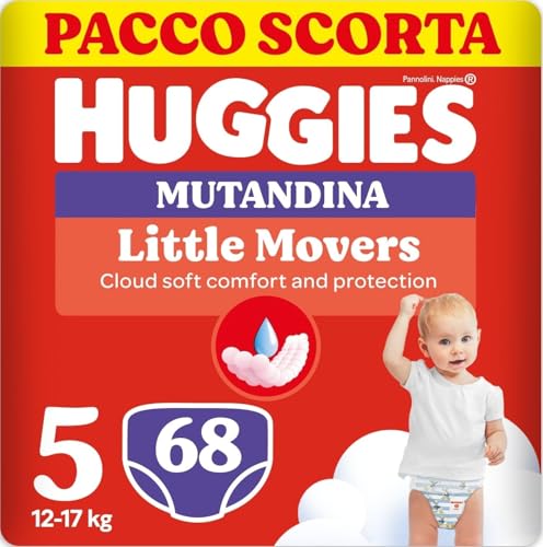 Huggies Little Movers Taglia 5 (12-17 Kg) Pannolini Mutandina 68 Pz