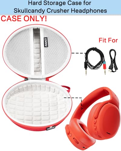 Image of Hard Travel Carrying Case Compatible with Skullcandy Crusher Over-Ear Headphones. (Case Only, Not Include The Device) (Red)