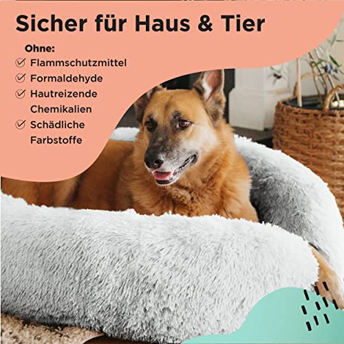 Best Friends by Sheri The Original Calming Donut - Beruhigendes Haustierbett - maschinenwaschbarer Reißverschluss-Bezug - Frostgrau - 91 x 91 cm - L