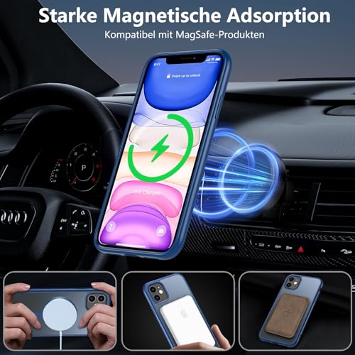 Coque iPhone 11 robuste fine transparente antichoc magnétique bleu - 3